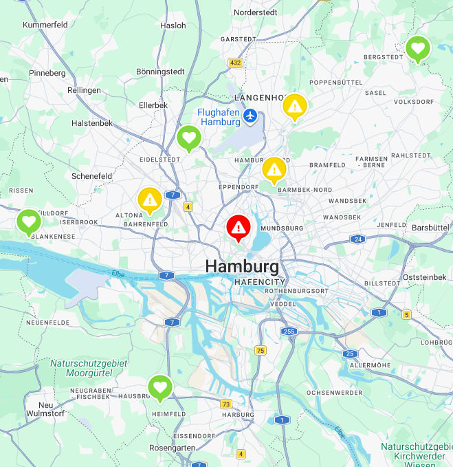 Wildkr&auml;uter Sammeln Karte f&uuml;r Hamburg