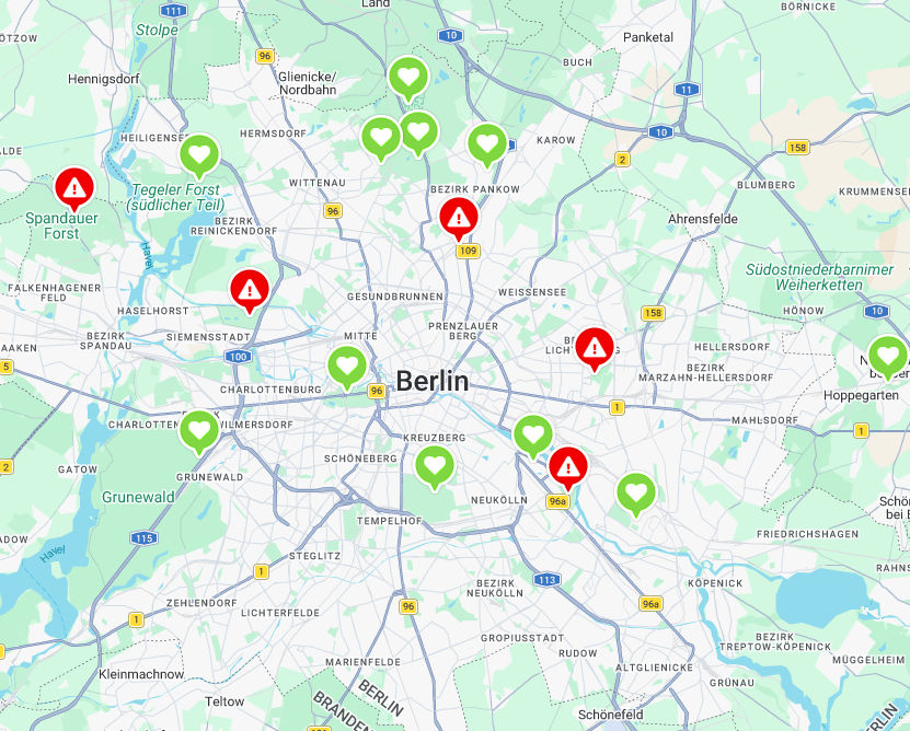 berlin wildkr&auml;uter Karte mit sammelorten